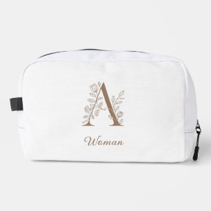 Eine Frau – Elegantes florales Monogramm Gold Make Waschbeutel