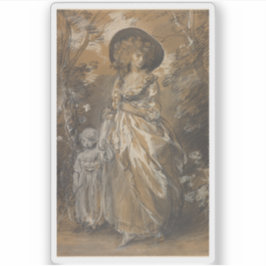 Eine Frau im Garten mit Kind Aufkleber