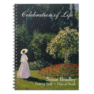 Eine Frau im Garten von Monet Funeral Gästebuch Notizblock