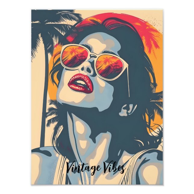 Eine Frau im Retro-Stil Fotodruck (Vorne)