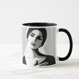 Eine Frau im Schatten und im Licht. Tasse