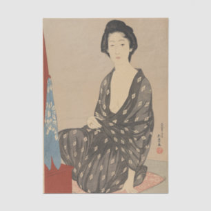 Eine Frau in Sommerrobe von Hashiguchi Goyo Seidenpapier