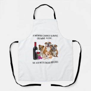Eine Frau kann allein auf Wein nicht überleben, we Schürze