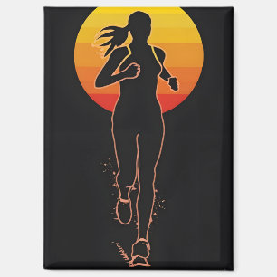 Eine Frau läuft und trainiert Magnet