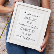 Eine Frau mit allen Söhnen, schwarz-weiß Word Art
