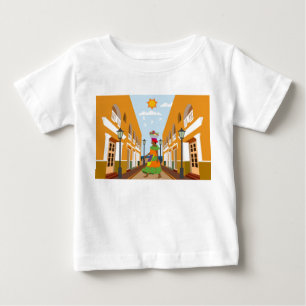 Eine Frau mit einer Schüssel Obst in Kolumbien Baby T-shirt