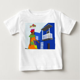 Eine Frau mit einer Schüssel Obst in Kolumbien Baby T-shirt
