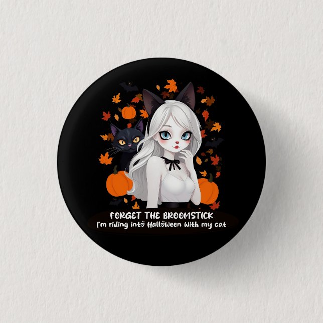 Eine Frau mit schwarzer Katze. Button (Vorderseite)