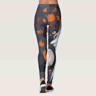 Eine Frau mit schwarzer Katze. Leggings