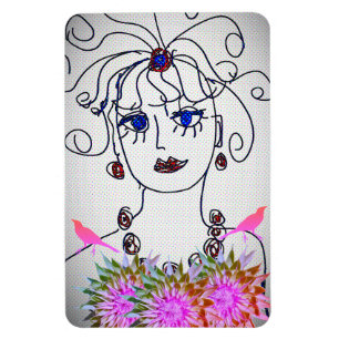 Eine Frau mit Vögeln Magnet