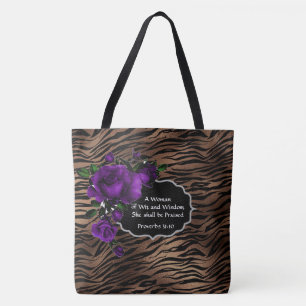 Eine Frau mit Weisheit und Weisheit Tiger Print Ta Tasche