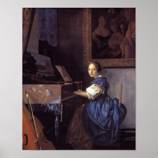 Eine Frau sitzt auf der Jungfrau Poster