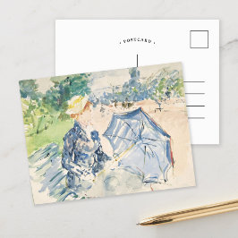 Eine Frau sitzt auf einer Bank | Berthe Morisot Postkarte