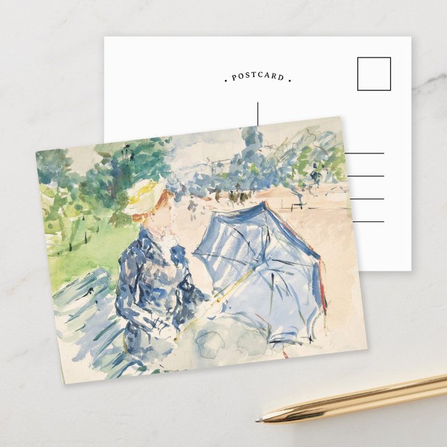 Eine Frau sitzt auf einer Bank | Berthe Morisot Postkarte (Von Creator hochgeladen)