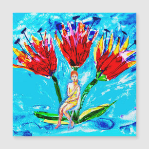 Eine Frau und Blume Magnetkarte