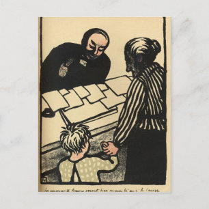 Eine Frau und ein Kind geben ihre Ersparnisse ab Postkarte