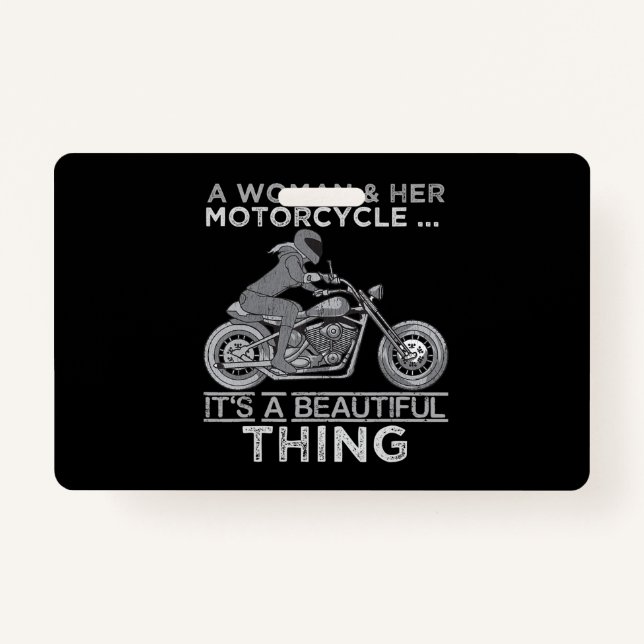 Eine Frau und ihr Motorrad-Kunstgeschenk für Biker Ausweis (Vorderseite)