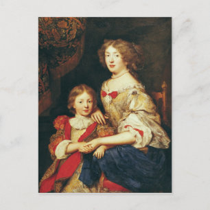 Eine Frau und ihr Sohn Postkarte