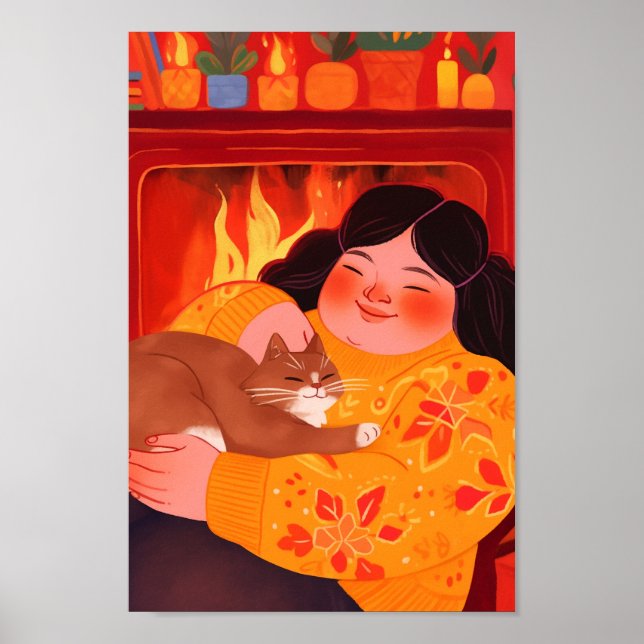 Eine Frau und ihre Katze Poster (Vorne)