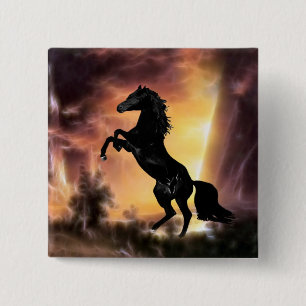 Eine friesische Stallionspferdeerrichtung Button