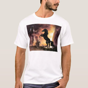 Eine friesische Stallionspferdeerrichtung T-Shirt