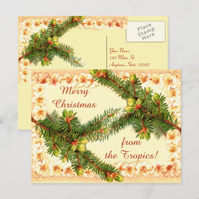 Eine frohe Weihnachts-Vintage Postkarte (Vorne/Hinten)