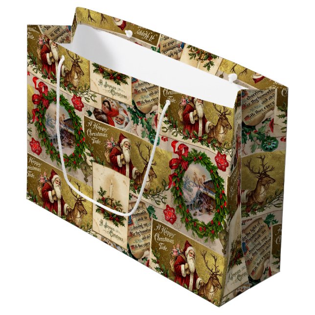 Eine frohe Weihnachtszeit Große Geschenktüte (Vorderseite Schrägansicht)