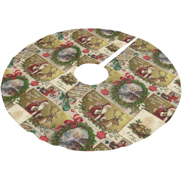 Eine frohe Weihnachtszeit Polyester Weihnachtsbaumdecke (Schrägansicht)