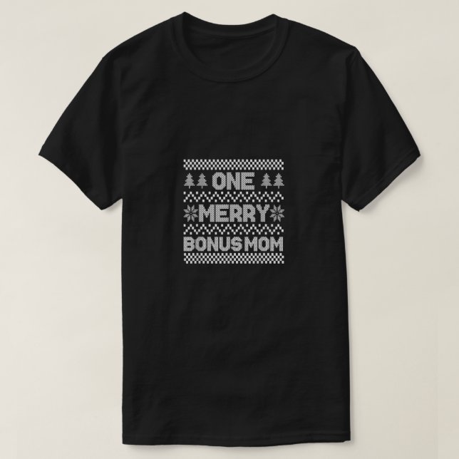 Eine fröhliche Bonus-Mama Ugly Christmas Sweater F T-Shirt (Design vorne)