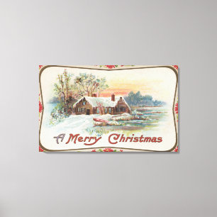 Eine fröhliche ChristmasA Land-Szene Leinwanddruck