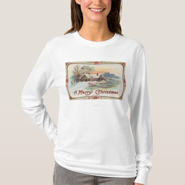 Eine fröhliche ChristmasA Land-Szene T-Shirt (Vorderseite)