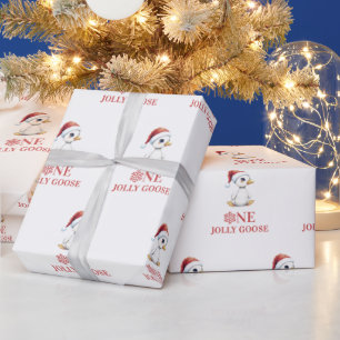 Eine fröhliche Gans moderne Dezember Erstgeburtsta Geschenkpapier