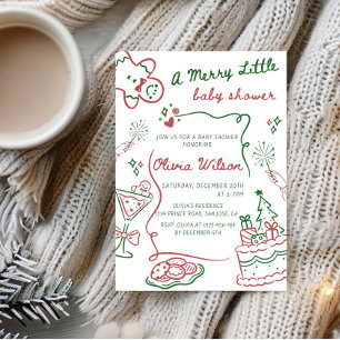 Eine fröhliche kleine Babyparty - Weihnachtsbabypa Einladung
