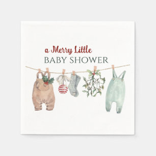 Eine fröhliche kleine Babyparty-Weihnachtskleidung Serviette