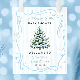Eine fröhliche kleine blaue Babyparty-Willkommensg Poster