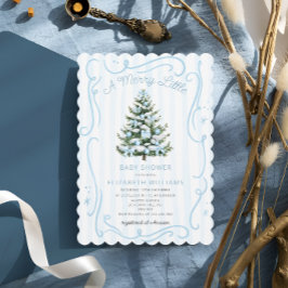 Eine fröhliche kleine blaue Weihnachts-Baby-Party Einladung