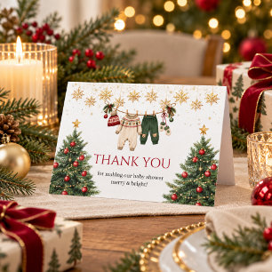 Eine fröhliche kleine rote grüne Weihnachts-Baby-P Dankeskarte
