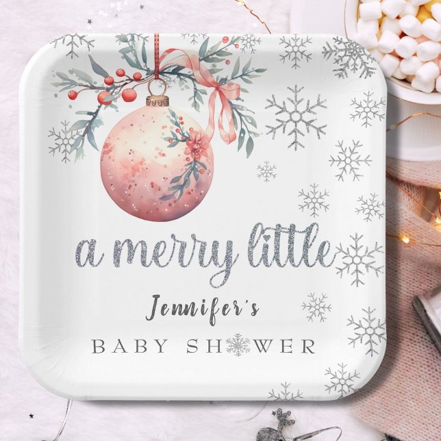 Eine fröhliche kleine Weihnachts-Ball-Winter-Babyd Pappteller (Von Creator hochgeladen)