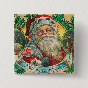 Eine fröhliche Weihnachts- und Rentierszene Button