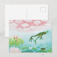 Eine Frosch springt in den Teich Illustration