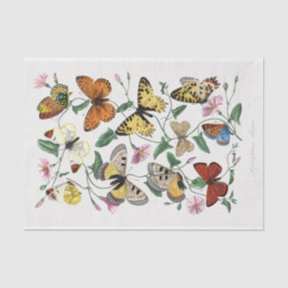 Eine Fülle von Schmetterlingen inmitten rosa Blume Seidenpapier