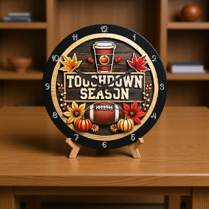 Eine Fußball-Theme Herbst-TOUCHDOWN-SAISON Große Wanduhr