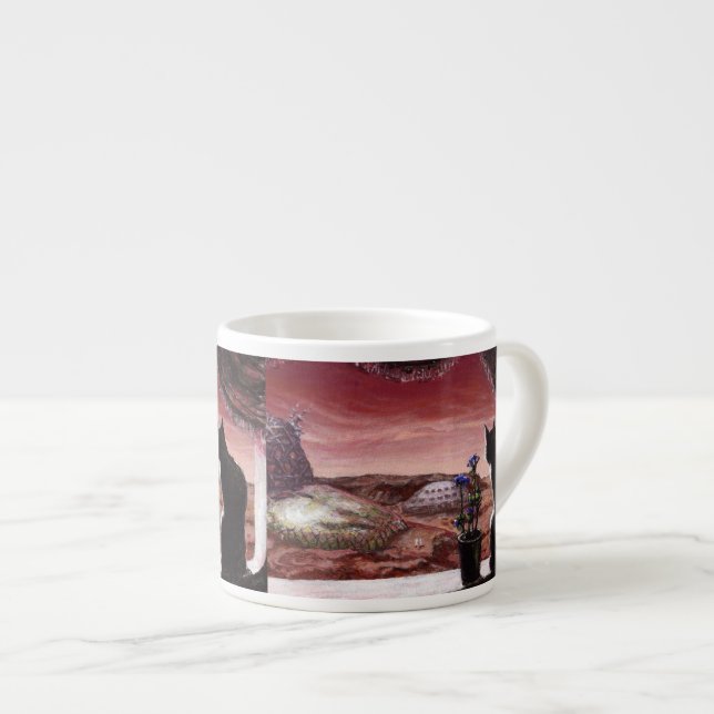 Eine ganz neue Welt - SciFi - Katze auf Mars Espressotasse (Vorderseite Rechts)