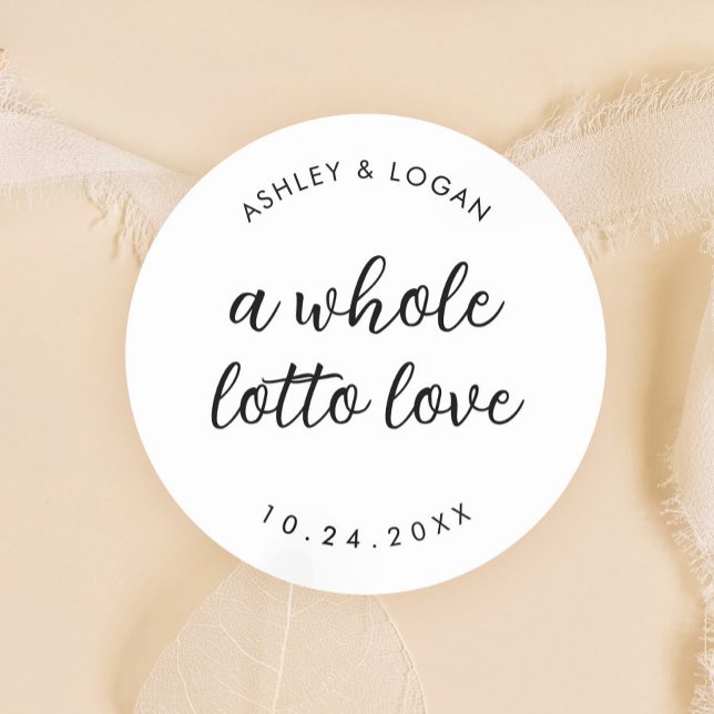 Eine ganze Lotto-Liebe für Hochzeitslotterie Runder Aufkleber (Von Creator hochgeladen)