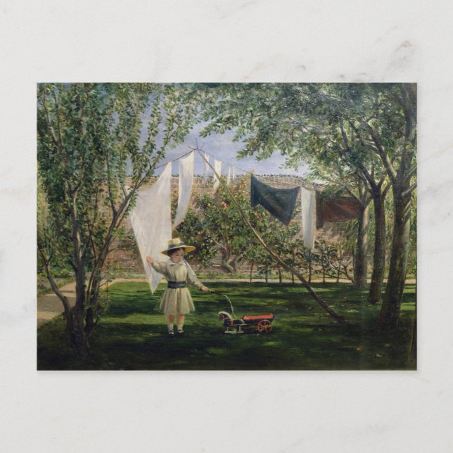 Eine Gartenlandschaft mit einem Jungen Postkarte (Vorderseite)