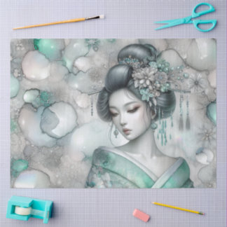 Eine Geisha in grüner Design-Serie #23 Seidenpapier