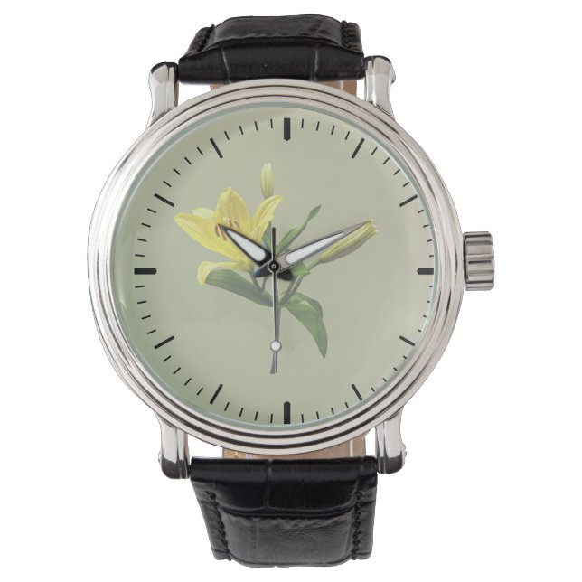 Eine gelbe Lilie Armbanduhr (Vorderseite)