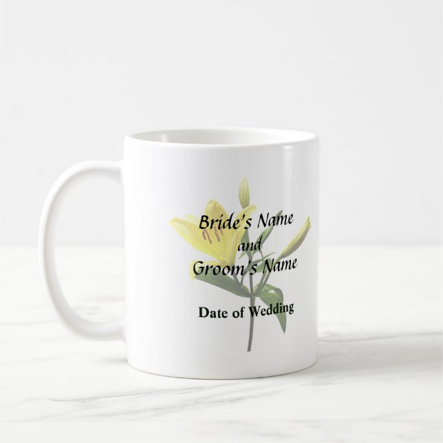 Eine gelbe Lilie Kaffeetasse (Links)