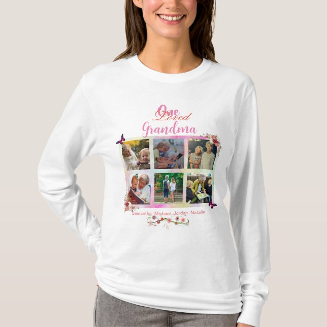 Eine geliebte Oma FotoCollage Personalisiert T-Shirt (Vorderseite)
