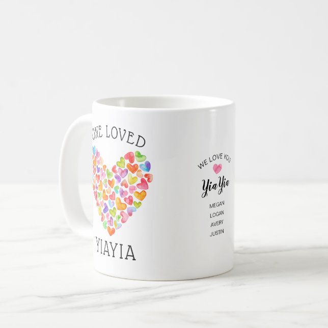 Eine geliebte YiaYia-Tasse Kaffeetasse (Vorderseite Links)